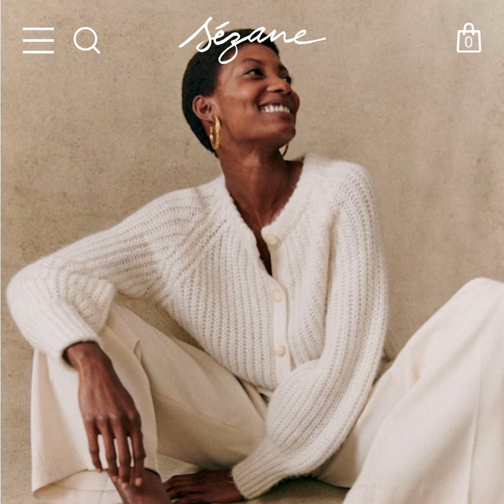 Sezane Emile Cardigan (Ecru, Small)